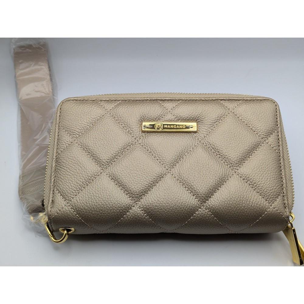 JOY CLEANBOSS Wallet Womens Gold Quilted Leather Zip Around Wristlet NEW HSN